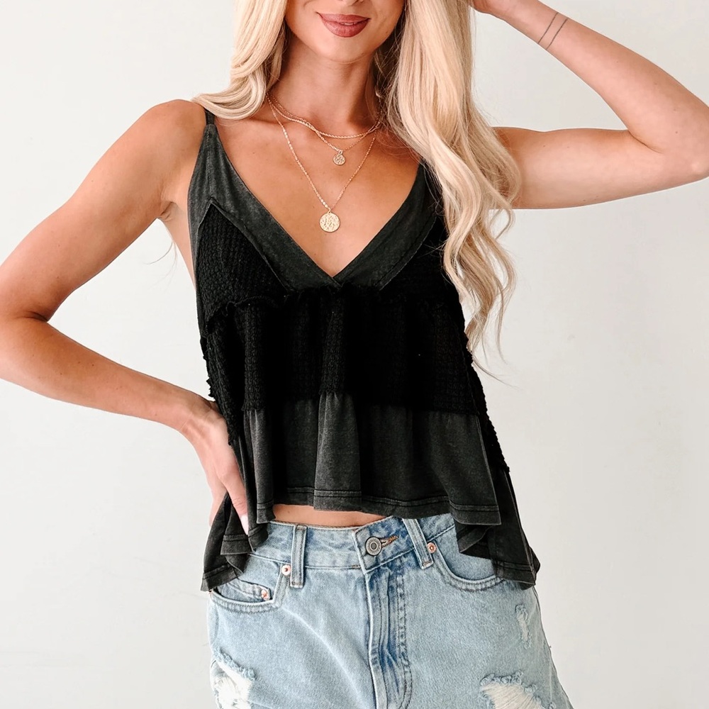 POL Black Textured Camisole Top